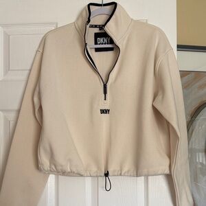 DKNY Beige Quarter-Zip Pullover Size S